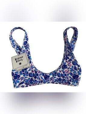 NWT Kulani Kinis purple and White Floral tropical Swim Top